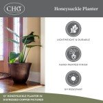 Classic Home and Garden Honeysuckle Resin Flower Pot Planter, Copper, 15"