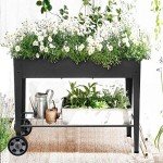 FOYUEE Raised Planter Box with Legs Outdoor Elevated Garden Bed On Wheels for Vegetables Flower Herb Patio