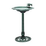Alpine Corporation - 31" Tall Outdoor Antique Flower Birdbath with Bird Decoration Yard Statue – Charming Garden Accent to Attract Birds - Durable Polypropylene Construction for Patio, Deck, or Yard