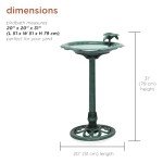 Alpine Corporation - 31" Tall Outdoor Antique Flower Birdbath with Bird Decoration Yard Statue – Charming Garden Accent to Attract Birds - Durable Polypropylene Construction for Patio, Deck, or Yard