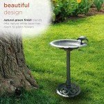 Alpine Corporation - 31" Tall Outdoor Antique Flower Birdbath with Bird Decoration Yard Statue – Charming Garden Accent to Attract Birds - Durable Polypropylene Construction for Patio, Deck, or Yard
