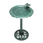 Alpine Corporation - 31" Tall Outdoor Antique Flower Birdbath with Bird Decoration Yard Statue – Charming Garden Accent to Attract Birds - Durable Polypropylene Construction for Patio, Deck, or Yard
