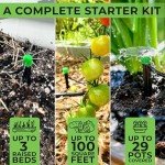 CARPATHEN Drip Irrigation System - Adjustable Premium Irrigation System for Garden, Raised Beds - Complete Drip Irrigation Kit with Drip Emitters, 5/16" and 1/4" Irrigation Tubing and Barbed Fittings
