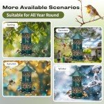 Retractable Bird Feeder with Lighthouses, Wild Bird Feeders, 4.9LB Metal Outdoors Bird Feeders for Bluebird, Cardinal, Finch, Sparrow, Blue Jay,Weather-Resistant,（Green）
