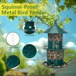 Retractable Bird Feeder with Lighthouses, Wild Bird Feeders, 4.9LB Metal Outdoors Bird Feeders for Bluebird, Cardinal, Finch, Sparrow, Blue Jay,Weather-Resistant,（Green）