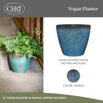 Classic Home and Garden Vogue Planter Pots w/Pottery Quality Finish - Modern Indoor & Outdoor Flower Pots - UV-Resistant Porch Planters - Decorative Pot for Flowers & Herbs (8” Indigo)