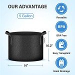 iPower 5 Gallon 10 Pack Grow Bags Nonwoven Fabric Pots Aeration Container with Strap Handles for Garden and Planting, 10-Pack Black, 5 Gallon