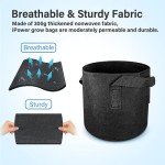 iPower 5 Gallon 10 Pack Grow Bags Nonwoven Fabric Pots Aeration Container with Strap Handles for Garden and Planting, 10-Pack Black, 5 Gallon