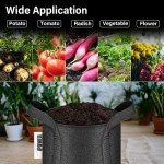 iPower 5 Gallon 10 Pack Grow Bags Nonwoven Fabric Pots Aeration Container with Strap Handles for Garden and Planting, 10-Pack Black, 5 Gallon