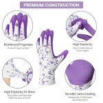 Gardening Gloves for Women Men - 6 Pairs Breathable Garden Gloves with Grip, Printed Latex Coating Outdoor Working Gloves for Lawn Yard, Medium Size Fits Most