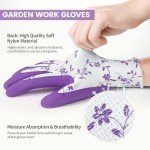 Gardening Gloves for Women Men - 6 Pairs Breathable Garden Gloves with Grip, Printed Latex Coating Outdoor Working Gloves for Lawn Yard, Medium Size Fits Most
