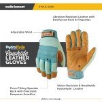 Wells Lamont Women's HydraHyde Gardening Gloves, Water-Resistant Leather Palm, Small, Blue (3250S)