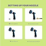 Hose Nozzle [Blue] Heavy Duty Hose Sprayer With 10 Adjustable Watering Patterns. Thumb Control Design, Comfortable Ergonomic Grip, Garden Hose Nozzle for Watering Plants & Lawns/Fun showers/Cleaning