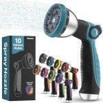 Hose Nozzle [Blue] Heavy Duty Hose Sprayer With 10 Adjustable Watering Patterns. Thumb Control Design, Comfortable Ergonomic Grip, Garden Hose Nozzle for Watering Plants & Lawns/Fun showers/Cleaning