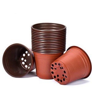 Delxo 50Pcs 6" Reusable Plastic Nursery Pots, Waterproof Planter Pots with Drain Holes, Indoor Seedling Starter Pots for Plants, Gardening, Red