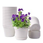 homenote Pots for Plants, 15 Pack 6 Inch Plastic Planters with Multiple Drainage Holes and Trays,Plant Pots for All Home Garden Flowers Succulents (White)