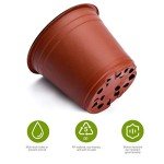 Delxo 50Pcs 6" Reusable Plastic Nursery Pots, Waterproof Planter Pots with Drain Holes, Indoor Seedling Starter Pots for Plants, Gardening, Red