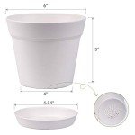 homenote Pots for Plants, 15 Pack 6 Inch Plastic Planters with Multiple Drainage Holes and Trays,Plant Pots for All Home Garden Flowers Succulents (White)