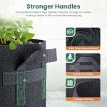 Jorvila 5 Pack 5 Gallon Thickened Grow Bags, Aeration Nonwoven Fabric Plant Pots with Durable Handles, Heavy Duty 300G Planter Pot for Tomato, Potato and Vegetable