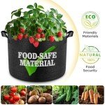 Jorvila 5 Pack 5 Gallon Thickened Grow Bags, Aeration Nonwoven Fabric Plant Pots with Durable Handles, Heavy Duty 300G Planter Pot for Tomato, Potato and Vegetable