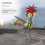 Alpine Corporation - 18" Tall Wacky Metal Rooster Yard Statue – Colorful Indoor/Outdoor Farm Animal Décor for Garden, Patio, Lawn, or Porch