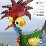 Alpine Corporation - 18" Tall Wacky Metal Rooster Yard Statue – Colorful Indoor/Outdoor Farm Animal Décor for Garden, Patio, Lawn, or Porch