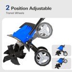 BILT HARD Electric Tiller Cultivator 14 inch, 10 Amp 4 Steel Tines Corded Tiller for Gardening with Foldable Handle, Portable Garden Rototiller with Adjustable Wheels