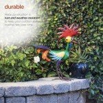 Alpine Corporation - 18" Tall Wacky Metal Rooster Yard Statue – Colorful Indoor/Outdoor Farm Animal Décor for Garden, Patio, Lawn, or Porch