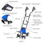 BILT HARD Electric Tiller Cultivator 14 inch, 10 Amp 4 Steel Tines Corded Tiller for Gardening with Foldable Handle, Portable Garden Rototiller with Adjustable Wheels