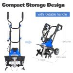 BILT HARD Electric Tiller Cultivator 14 inch, 10 Amp 4 Steel Tines Corded Tiller for Gardening with Foldable Handle, Portable Garden Rototiller with Adjustable Wheels