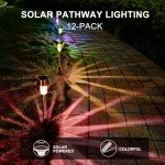 Solar Lights Outdoor Waterproof, Stainless Steel LED Landscape Lighting, Solar Garden Lights Solar Powered, Outdoor Solar Lights for Yard, Pathway, Walkway, Patio , Lawn - 12 Pack ( Multicolor )