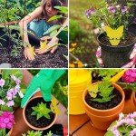 LFSYS 64 Pcs Sticky Trapz for gnat, Yellow Stick Traps for Plants, Fungus gnat Traps Double Side with Shovel, Indoor Safe for Gnat, Fruit Fly, White Fly, Aphid, Leaf Miner