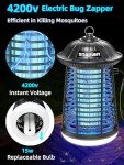 snanlen Bug Zapper Outdoor Indoor, 4200V Electric Mosquito Zapper Outdoor with LED Light, Electric Fly Zapper, Fly Traps, ABS Plastic, Plug in Mosquito Killer for Patio, Yard, Garden, Kitchen, Home