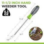 WORKPRO 11.5" Dandelion Weeder Puller Tool with Soft Handle, Polished Stainless Steel Garden Weed Remover Tool, Two-Pronged Fork Weeder Tool for Lawn Farmland Transplant Gardening Plant Tool