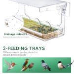 SUNALLY Window Bird Feeder for Outdoors, Clear Birds Feeders Window Mounted with Self-Adhesive Hooks, Outside Wild Bird Watching for Hummingbird,Finch in Garden, Yard, Elderly Kids Viewing