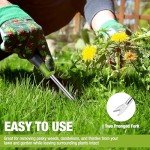 WORKPRO 11.5" Dandelion Weeder Puller Tool with Soft Handle, Polished Stainless Steel Garden Weed Remover Tool, Two-Pronged Fork Weeder Tool for Lawn Farmland Transplant Gardening Plant Tool