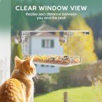SUNALLY Window Bird Feeder for Outdoors, Clear Birds Feeders Window Mounted with Self-Adhesive Hooks, Outside Wild Bird Watching for Hummingbird,Finch in Garden, Yard, Elderly Kids Viewing