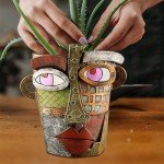 Midogaigai Abstract Face Planters Pots Head,Unique Head Planter for Indoor Plants,Funny Face Flower Pot,Colorful Plant Pots for Outdoor Garden Decor and Home Art Decoration(Classic)