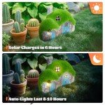 Outdoor Figurine Lights Garden House Statue - Outdoor Statues with Solar Lights Garden Cottage Lighting Figurines for Home or Yard Decor