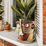 Midogaigai Abstract Face Planters Pots Head,Unique Head Planter for Indoor Plants,Funny Face Flower Pot,Colorful Plant Pots for Outdoor Garden Decor and Home Art Decoration(Classic)