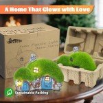 Outdoor Figurine Lights Garden House Statue - Outdoor Statues with Solar Lights Garden Cottage Lighting Figurines for Home or Yard Decor