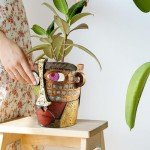 Midogaigai Abstract Face Planters Pots Head,Unique Head Planter for Indoor Plants,Funny Face Flower Pot,Colorful Plant Pots for Outdoor Garden Decor and Home Art Decoration(Classic)