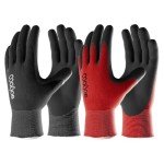 COOLJOB Gardening Gloves for Men, 2 Pairs Breathable Rubber Coated for Garden Weeding Landscaping, Outside Work for Lawn Yard, Men's Medium Size, Black & Red
