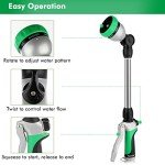 RESTMO Metal Watering Wand, Heavy Duty Garden Hose Wand with 180° Swivel Ratcheting Head, 16-Inch Hose Nozzle Sprayer with 7 Spray Patterns and Flow Control, Ideal to Water Hanging Baskets and Shrubs