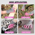 HAUSHOF Gardening Gloves for Women Ladies Thorn Proof 6-Pairs Work Gloves, Women's Breathable Garden Gloves Nitrile Coated with Texture for Yard Work, Pink & Green Large Size
