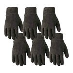 Wells Lamont Versatile Cotton All-Purpose Gloves Lightweight, Durable, Comfortable Jersey, 6-Pair Bulk Pack, Large (501LK) Brown