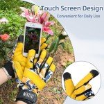 OIZEN Cowhide Leather Thorn Proof & Puncture Resistant Gardening Gloves for Women and Men, Touchscreen Compatible Working Gloves for Weeding, Digging, Planting, Gardening Gifts for Women, Size Medium