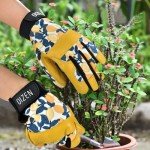 OIZEN Cowhide Leather Thorn Proof & Puncture Resistant Gardening Gloves for Women and Men, Touchscreen Compatible Working Gloves for Weeding, Digging, Planting, Gardening Gifts for Women, Size Medium