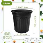 OJYUDD 60 Pack 1 Gallon Flexible Plant Nursery Pots,Thickened Soft Plastic Seed Starting Pots,Plastic Plant Container with Hole for Flower Seedling,Succulents,Cuttings,Transplanting(Black)