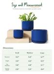 LE TAUCI Ceramic Plant Pots, 4.3+5.3+6.8 inch, Set of 3, Planters with Drainage Hole and Saucer, Indoor Flower Pot with Hole Mesh Pad, Gifts for Mom, Sapphire Blue